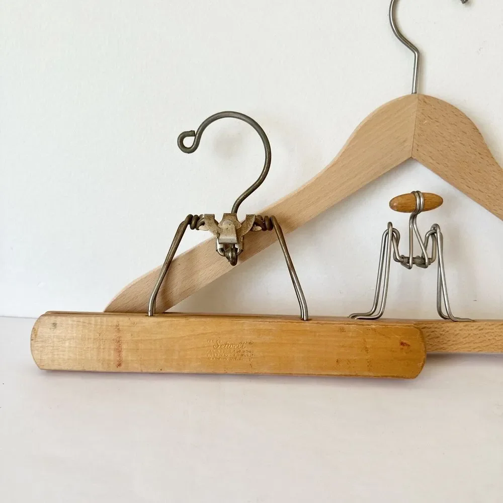 Lot of 2 Heavy Duty Wooden Suit Hangers 18
